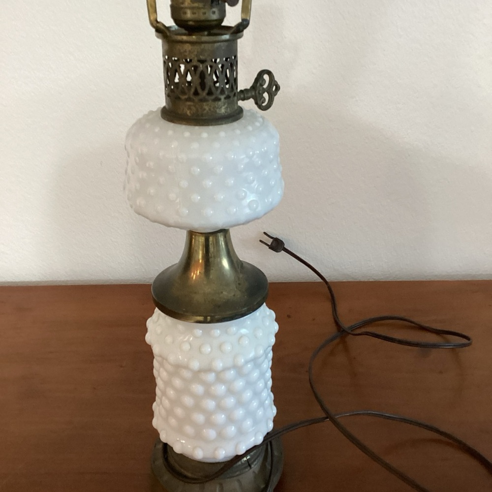 White Hobnail Milk Glass Table Lamp - Classic Home Accent